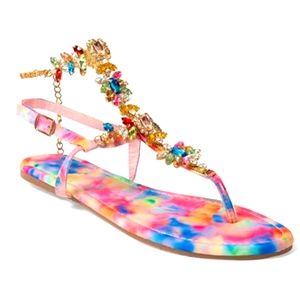 Crystal embellished anklet sandals
